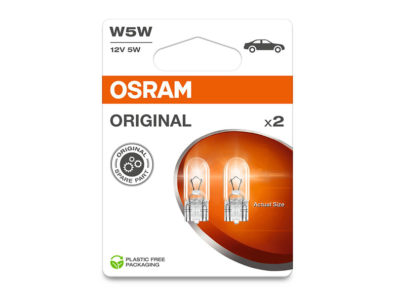 Комплет 2 бр. халогенски сијалици Osram W5W Original 12V, 5W, W2.1X9.5d