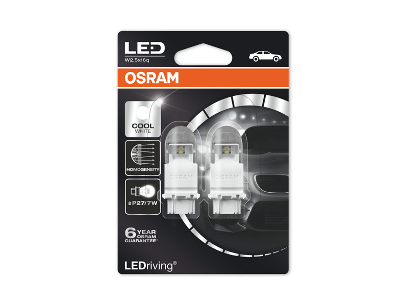 Комплет 2 бр. LED ламби Osram тип P27/7W ладно бела , 6000K, 12V, 1.42/0.54W, W2.5x16q