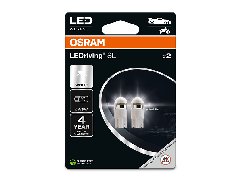 Комплет 2 бројки LED сијалици Osram тип W5W бела 6000K, 70LM, 0.80W, 12V, W2.1x9.5d