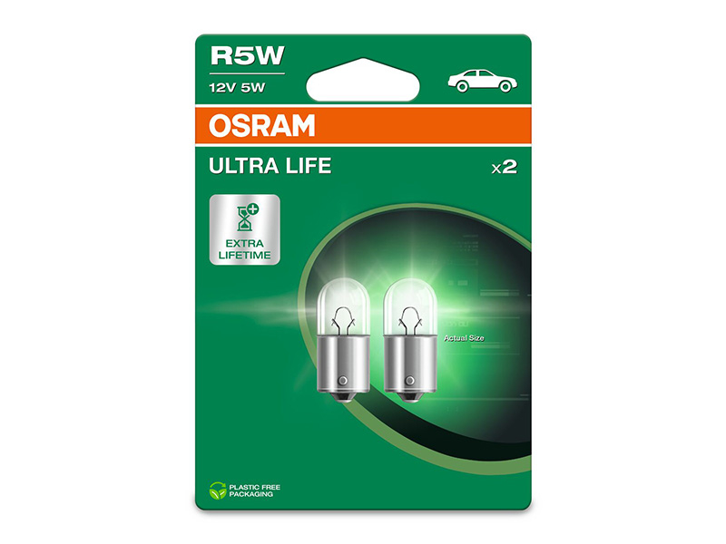 Комплет 2 бр. халогенски сијалици Osram R5W Ultra Life 12V, 5W, BA15s