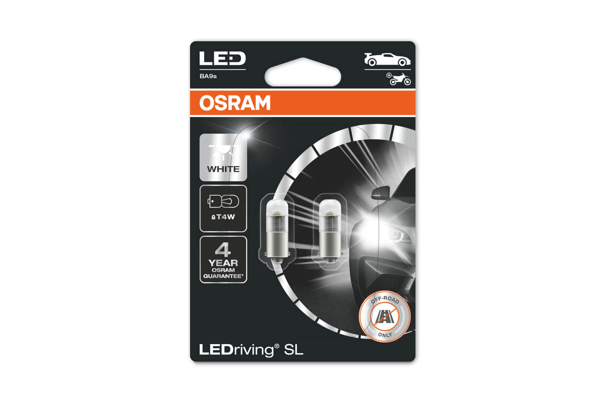 Комплет 2 бројки LED сијалици Osram тип T4W бели 6000K, 75LM, 12V, 0.80W, BA9s