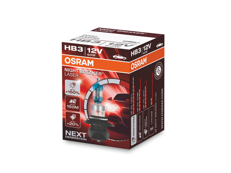 Халогенска сијалица Osram HB3/9005 Night Breaker Laser +150% 12V, 60W, P20d, 1700lm, 1 бр. во кутија