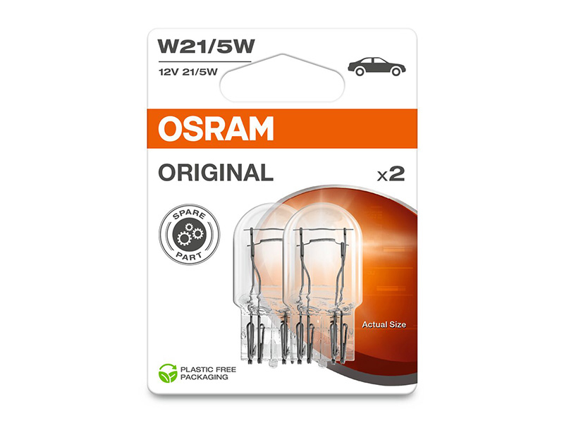 Комплет 2 бр. халогенски сијалици Osram W21/5W Original 12V, 21/5W, W3X16q