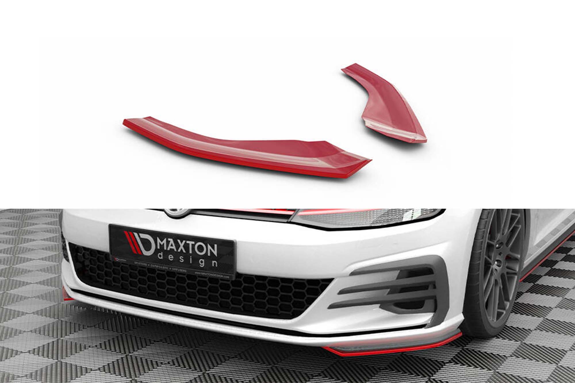 Странични додатоци  Maxton Design за преден  браник на Volkswagen Golf VII GTI 2016-2020, црвен лак